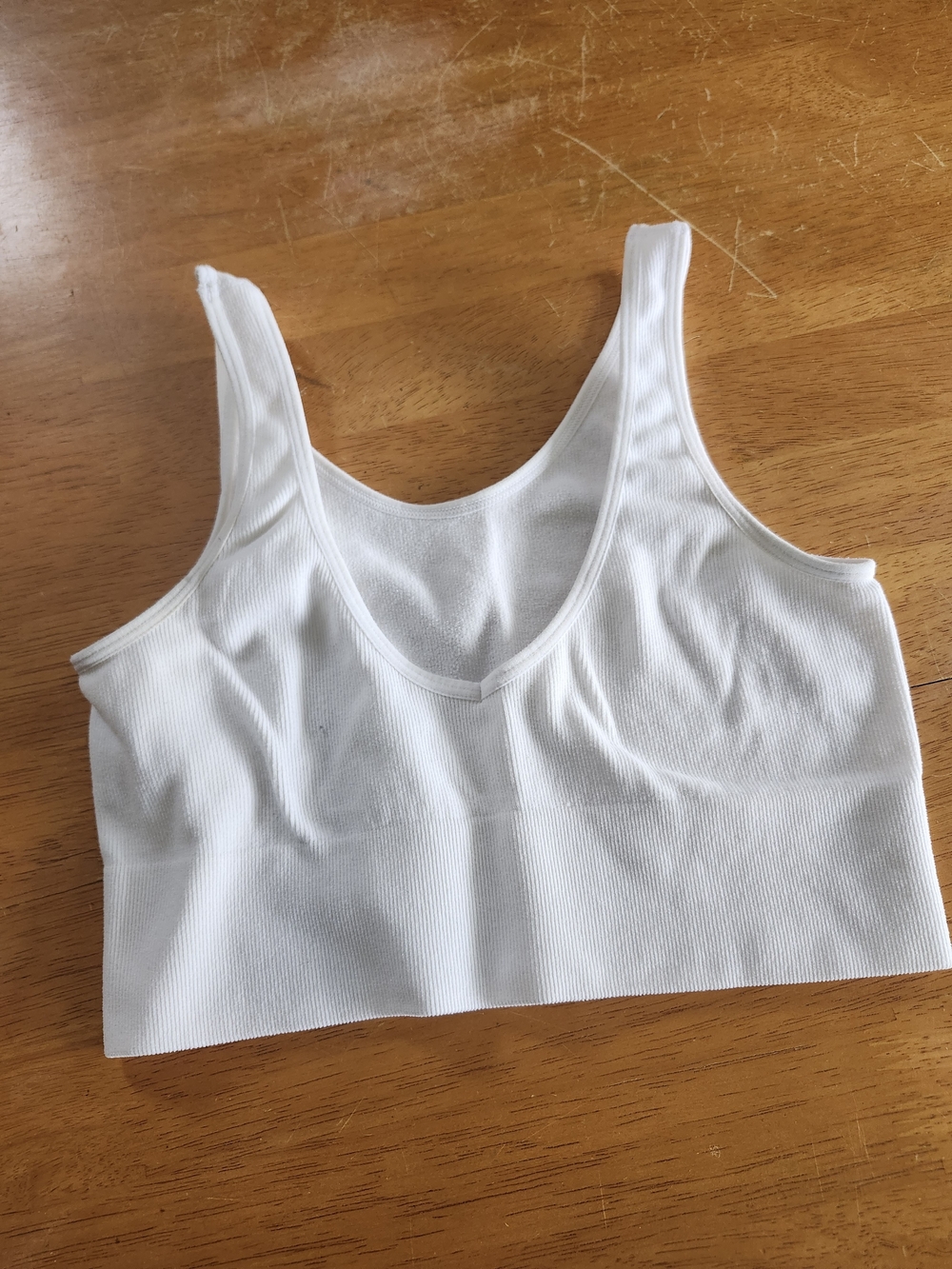 Streetwear Society White Ribbed V Neck Sports Bra Medium, Super stretchy